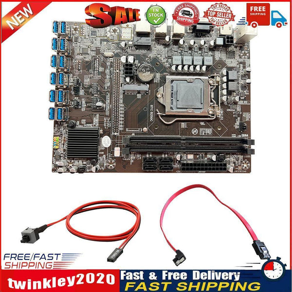 B250C BTC Mining Motherboard+SATA Switch Cable 12xPCIE To USB3.0 LGA 1151 Newly