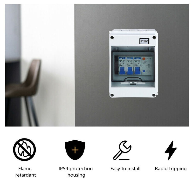 with RCD and 2x MCB Fuse Box Circuit Breaker Garage Consumer Unit 5 Way