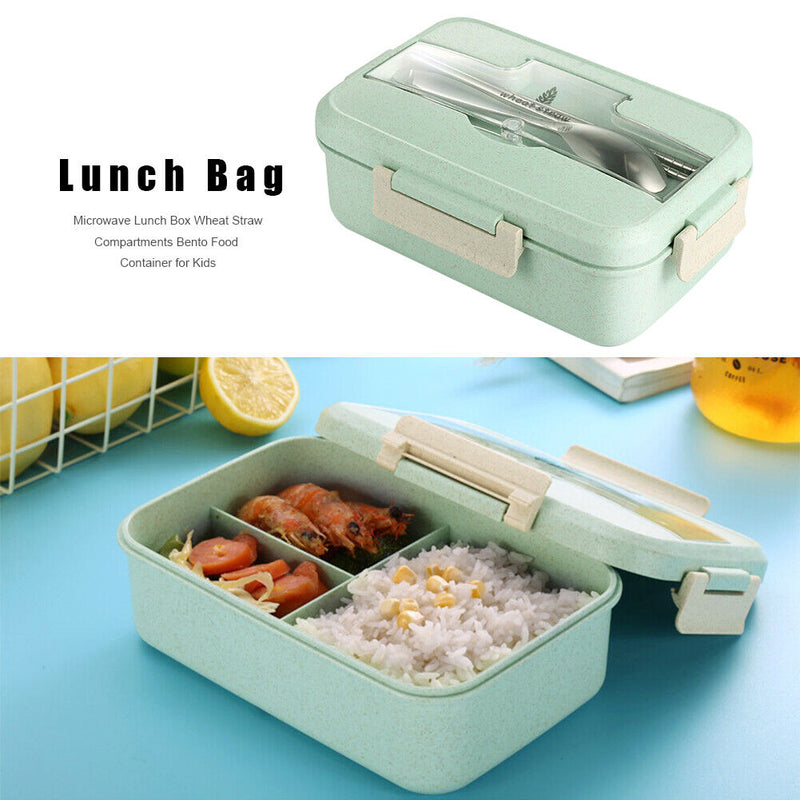 Portable Lunch Box Kids School Office Microwave Wheat Straw Bento Food Container