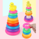 Early Educational Rainbow Tower Stack Circle Duck Ring Puzzle Pyramid (B) Newly
