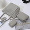 4pcs/set Shoulder Handbags Leather Women Crossbody Clutch Card Bags (Grey)