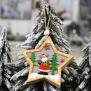 Wooden Christmas Star Xmas Tree Ornament Halloween Decorations LED Light Craft