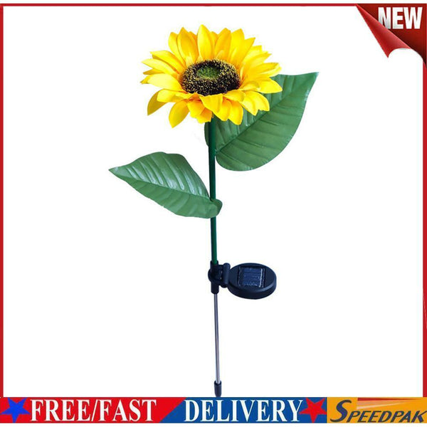 LED Solar Sunflower Shape Light Ground Plug-in Iron Lamp Path Decor (A) #F