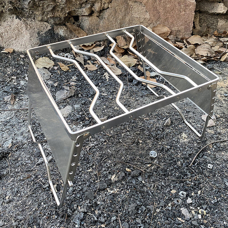 Outdoor Stainless Steel Foldable Stove Stand Rack Camping Pot BBQ Grill Bra
