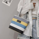 Fashion Striped Shoulder Handbags Women Big Top-handle Bag Canvas Shopping Totes
