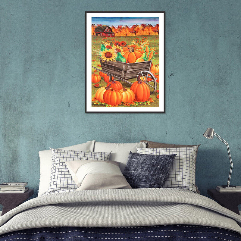 DIY Full Drill Round Diamond Painting Farm Pumpkin Full Drill for Wall Artcrafts