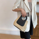 Straw Basket Handbags Summer Woven Leather Beach Shopping Shoulder Tote Bags