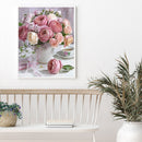 Full Cross Stitch Bouquet Vase Embroidery Cotton Thread DIY Needlework Home Kits
