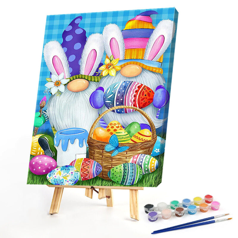 Easter Gnome Oil Paint By Numbers Canvas DIY Hand Painted Home Decoration Gift