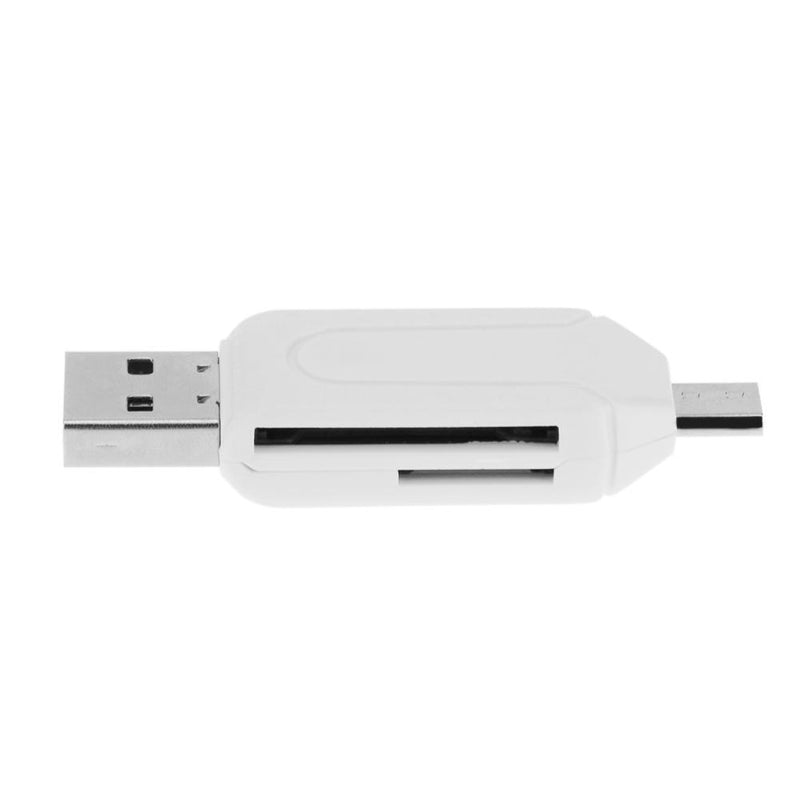 USB2.0 Micro USB OTG Card Reader for TF SD Memery Card for PC Phone (White)