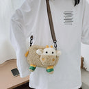 Cute Women Plush Lamb Shoulder Crossbody Bag Casual Ladies Small Handbags