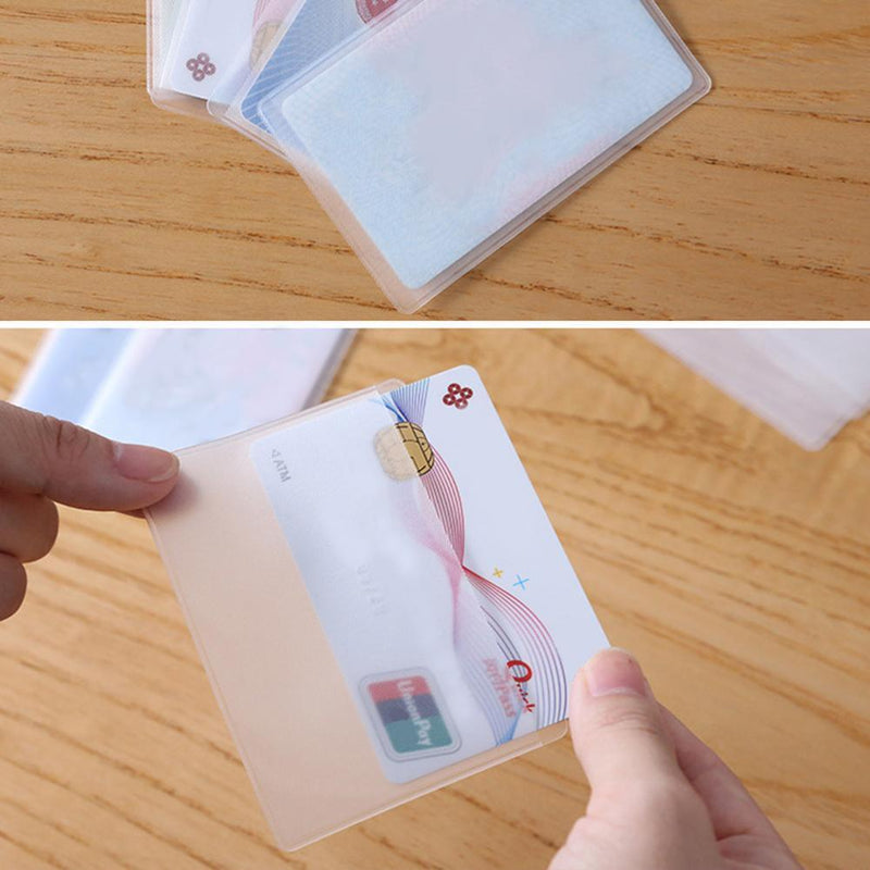 100pcs PVC Card Sleeve ID Badge Case Bank Credit Cards Holder Protector