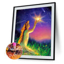 5D DIY diamond painting full circle diamond girl and light (w734)