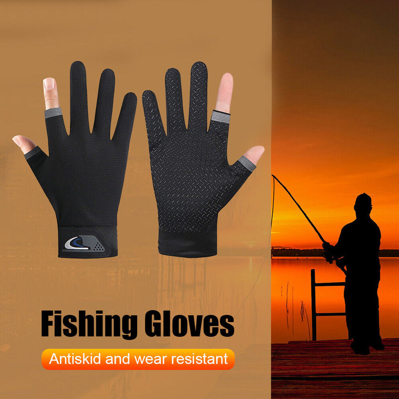 Fishing Gloves Anti-slip 2 Cut Finger Breathable Sports Cycling Mitten Univ