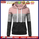 Autumn Winter Women Long Sleeve Hit Color Stitching Drawstring Leisure Hoodies
