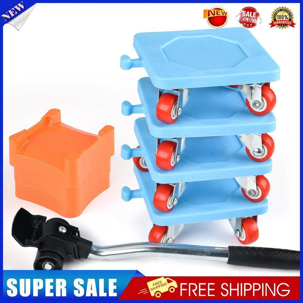 Household Transport Heavy Furniture Mover Wheeled Rollers Bar Set (Blue)