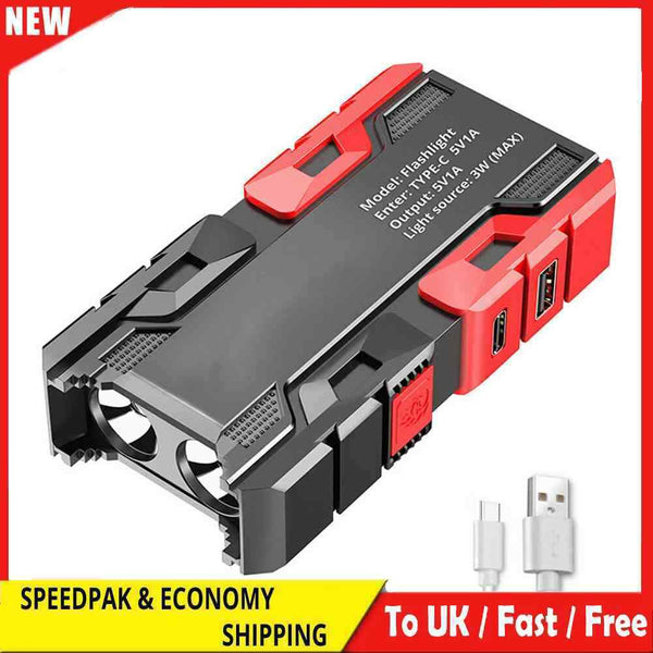 Powerful Flashlight Type-C Rechargeable Strong LED Torch Outdoor Camping Lights