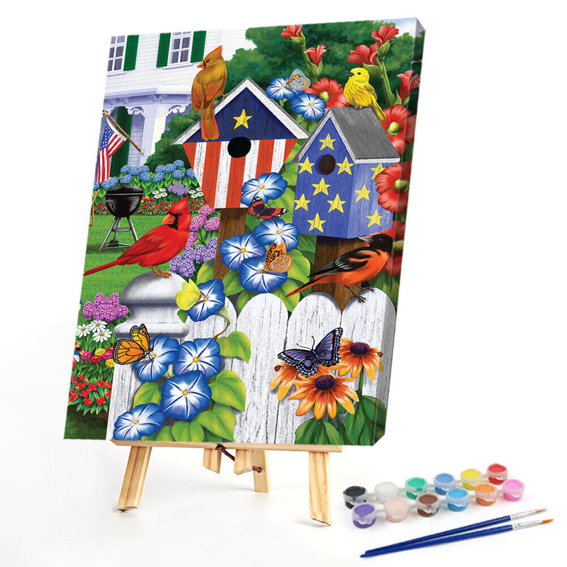 Flower Bird Oil Paint By Numbers DIY Canvas Wall Art Picture Craft Home Decor