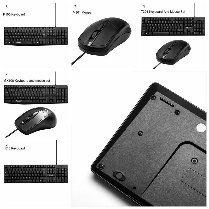 Ergonomic Home office Wired Keyboard Mouse Combo Set Kit USB Desktop PC