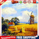 Field Windmill Frameless DIY Oil Paint by Numbers Hand Painted Art Craft