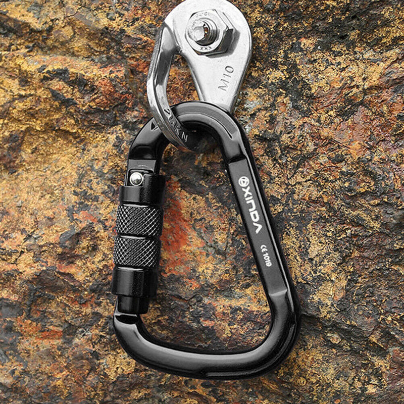 25KN Safety Auto Master Lock Carabiner Outdoor Rock Climbing Buckle (Black)