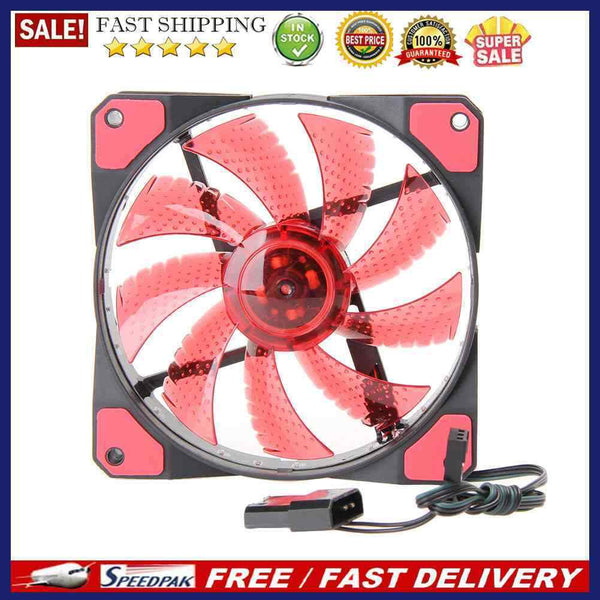 12V 3-4Pin 15LED Lighting PC Case Fan Cooler Computer Cooling Fan (Red)