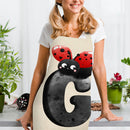 Letter Print Kitchen Apron Cotton Linen Home Cleaning Pinafore (2 68x55cm)
