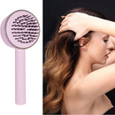 One-key Self-cleaning Hair Brush Anti-Static Airbag Massage Comb (Pink) Newly
