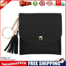 Fashion Mini Small Wallet Soft Leather Purse Tassel Card Coin Holder(Black)