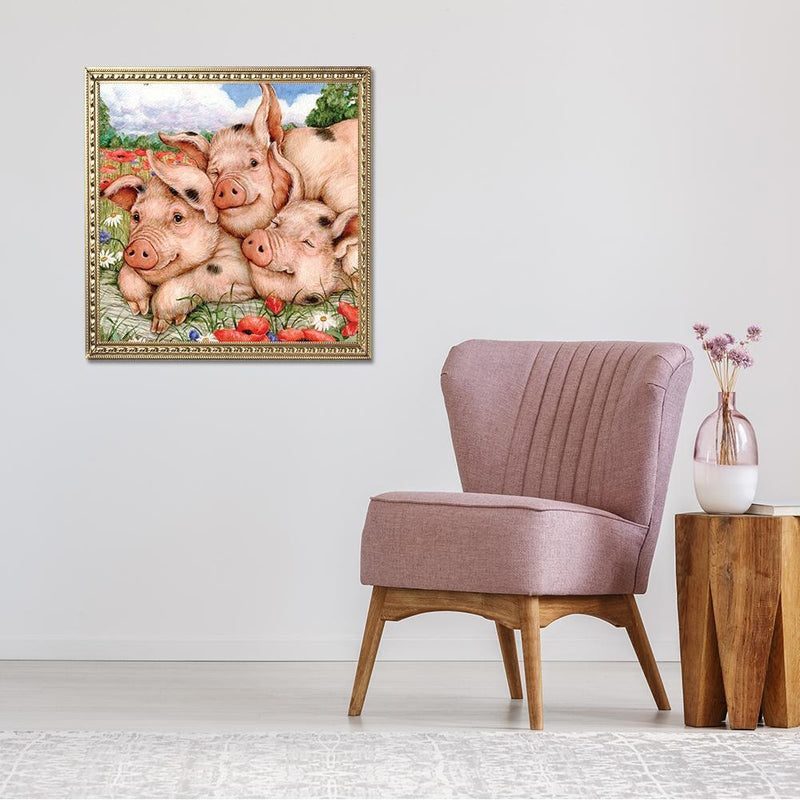5D DIY Full Drill Diamond Painting Pink Pig Cross Stitch Embroidery Craft Newly