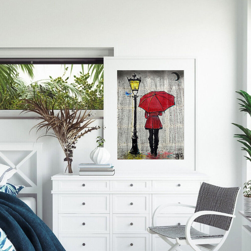 Umbrella Girl Oil Paint By Number Set DIY Coloring Drawing Hand Painted Wall Art