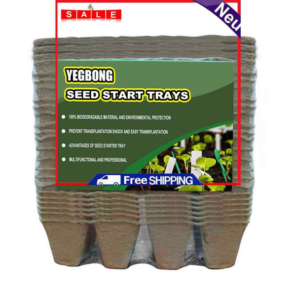 Seed Starter Tray Kit Biodegradable Gardening Germination Pulp Pots - 12 Cells