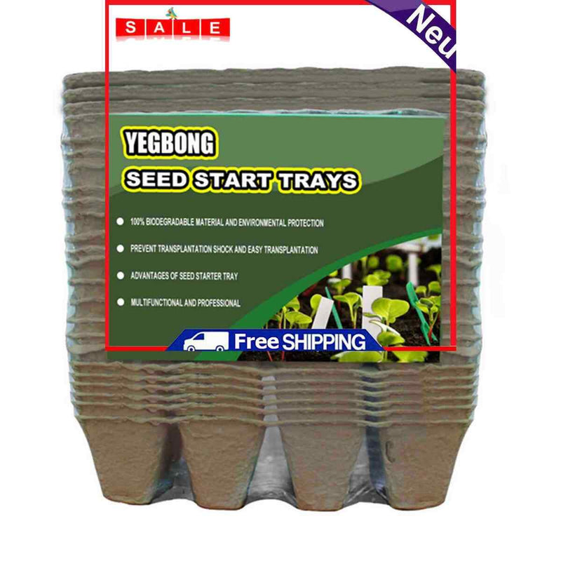 Seed Starter Tray Kit Biodegradable Gardening Germination Pulp Pots - 12 Cells