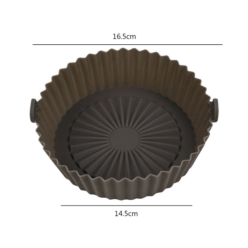 #A Round Air Fryer Tray Food Safe Silicone Grill Pan Washable Kitchen Cooking