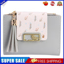 Tassels Women Short Wallet PU Leather Clutch Card Bag Female Purse (Grey)