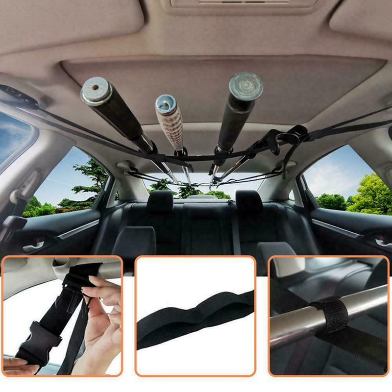 2X Car Fishing Rod Rack Strap Storage Holder Vehicle Carrier Belt Tackle Z7Y1