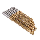 6Pcs Titanium Coated HSS Drill & Saw Carpenter Woodworking Plastic Metal