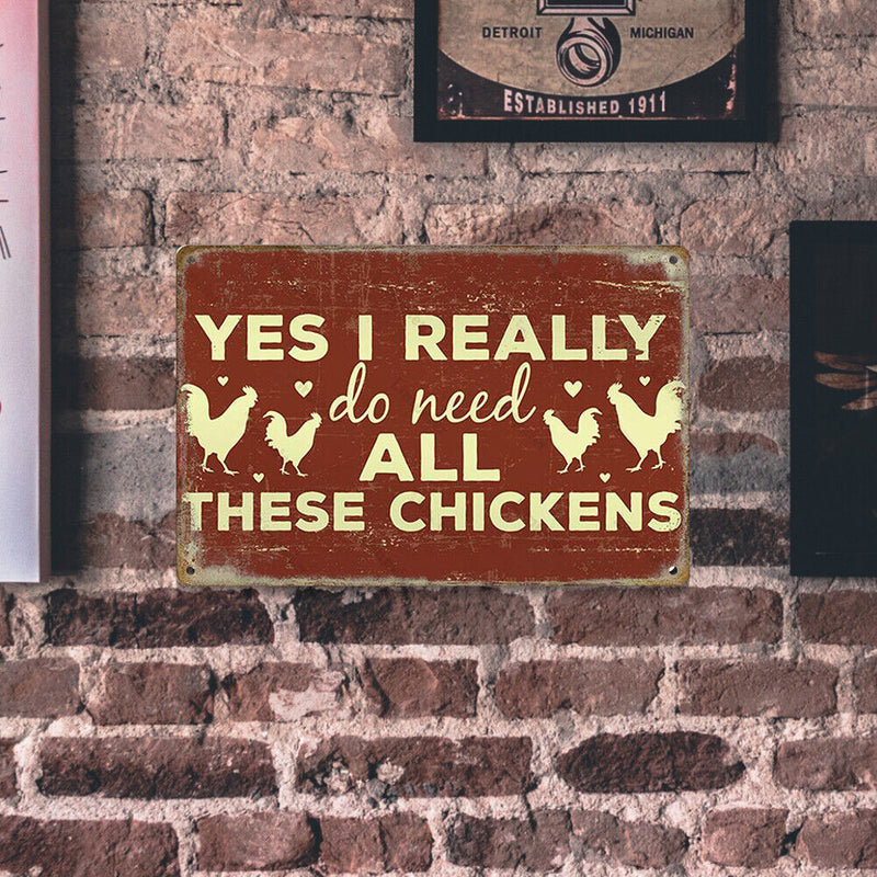 Retro Chicken Letters Metal Plate Painting for Bar Pub Tin Plaque Wall Sign