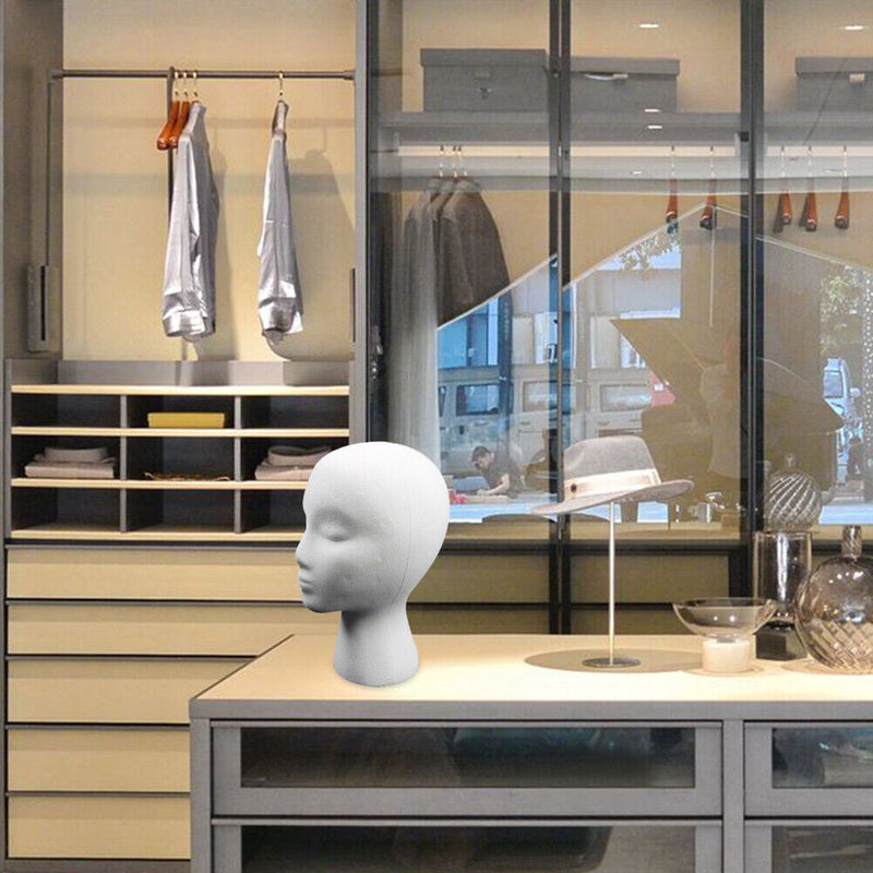 Female Styling EPS Flocking Head Mold Wig Glasses Holder Stand (White) Newly