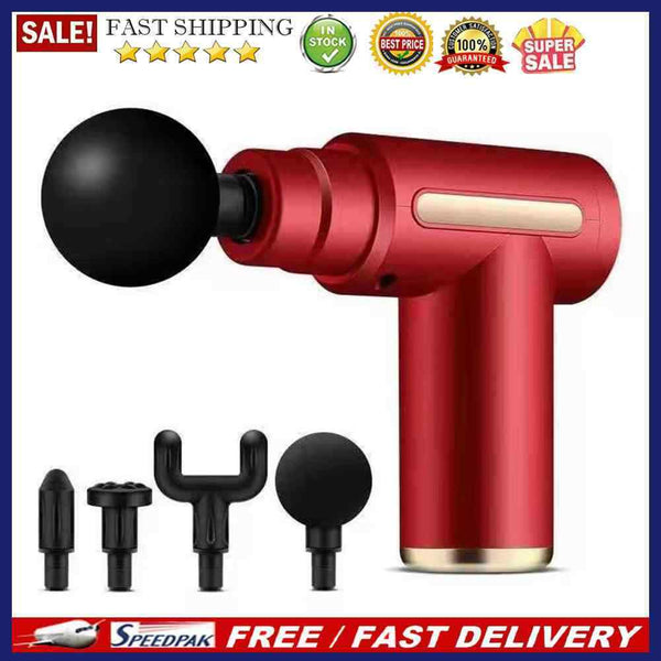 Electric Fascia Guns w/ 4 Heads USB Rechargeable Back Neck Deep Muscle Massager