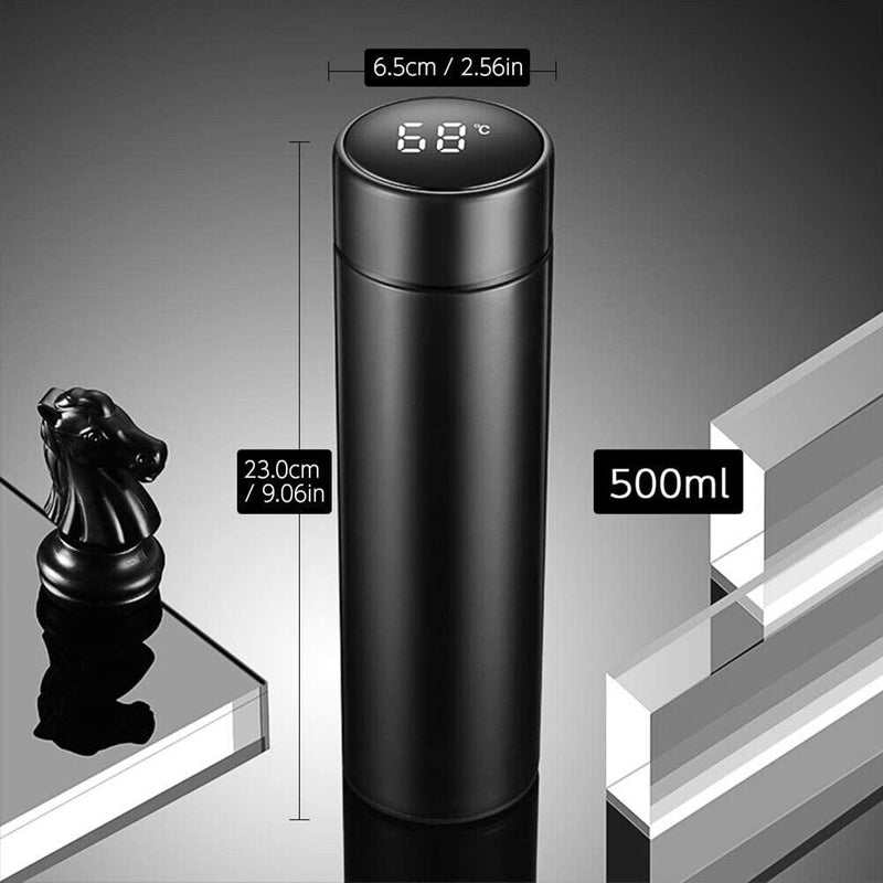Digital Thermal Water Cup Touch Display Temperature Vacuum Flasks (Black)