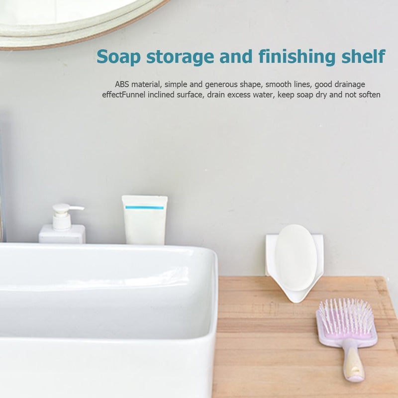 Drainage Soap Box Plastic Soap Collection Shelf Wall Holder Tray (White)