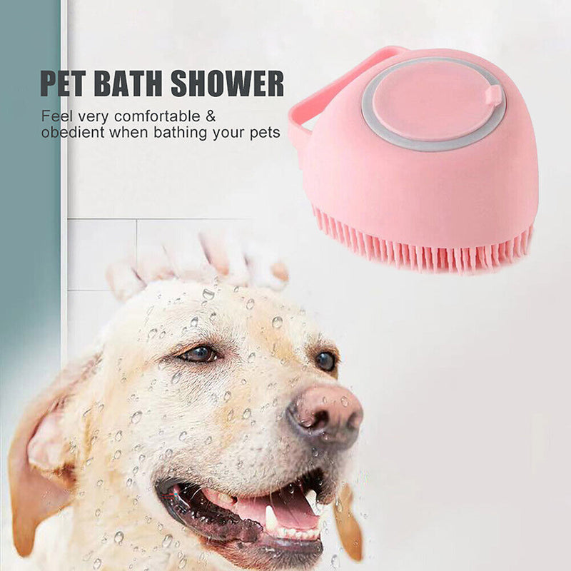 Soft Pet Dog Bath Shower Shampoo Brush SPA Massage Clean Scrubber (Pink) Newly