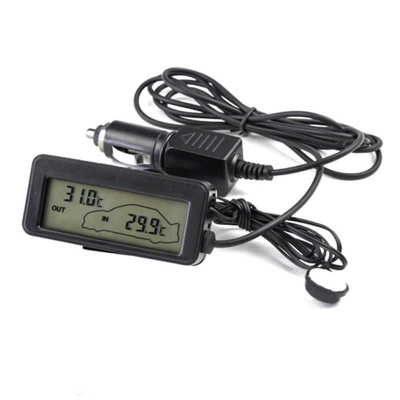 DC12V Digital Car Thermometer Mini LCD Backlight Temperature Meter (Green)