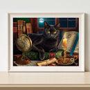 Black Cat Frameless Oil Paint by Numbers Kit Picture Canvas Artwork (X480)