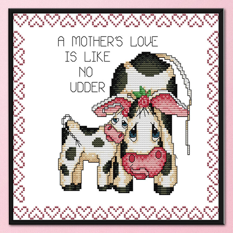 14CT Printed Partial Cross Stitch DIY Two Cows Hand Painting Bedroom Decoration