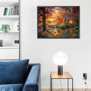 5D DIY Diamond Painting Kits Dusk Bonfire Full Round Drill Wall Decor Art C