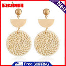 Rattan Earrings Handmade Boho Geometric Statement Woven Dangle Drop Earrings