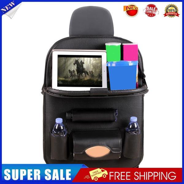 Car Backseat Organizer with Foldable Table Auto Seat Back Protector (Black)