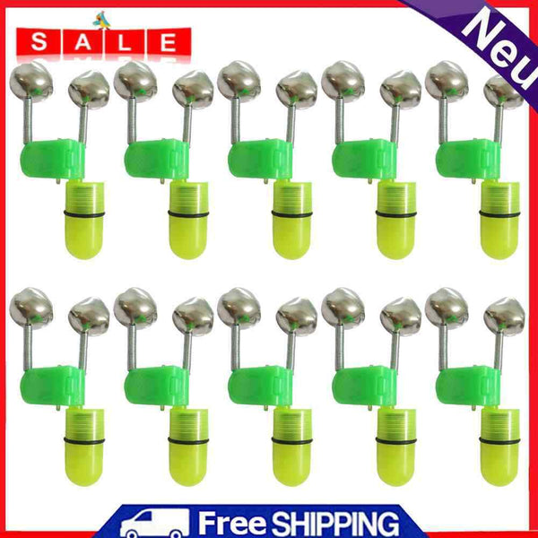 10pcs Electronic LED Night Fishing Rod Bite Alarm Double Bell Sea Fishing Tools